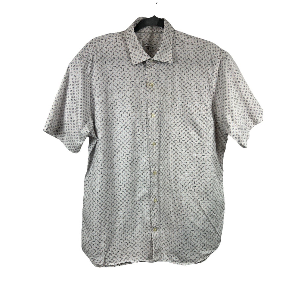 PETER MILLAR Sport Shirt Mens L Cotton Stretch Golf Preppy Country Club Luxury